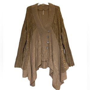 Free People Asymmetrical Button Up Cardigan Sweater Size Large FINAL